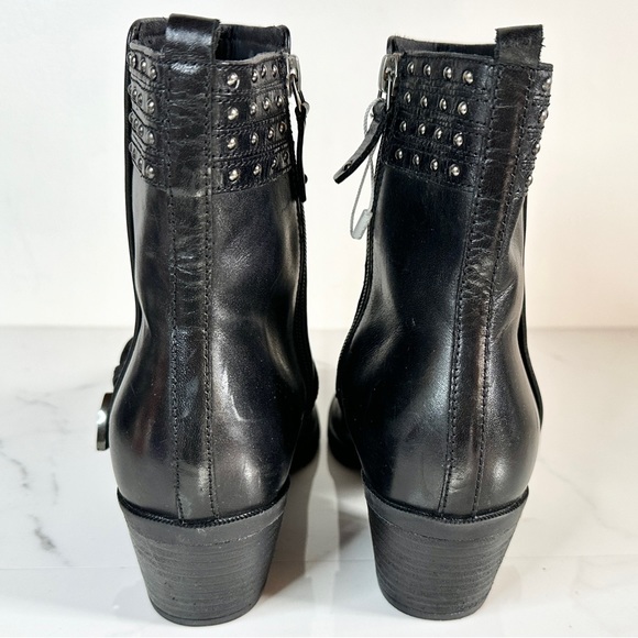 GEOX Italian Leather Western Ankle Boots 7.5 Studded Black LOVAI Low - Picture 5 of 7